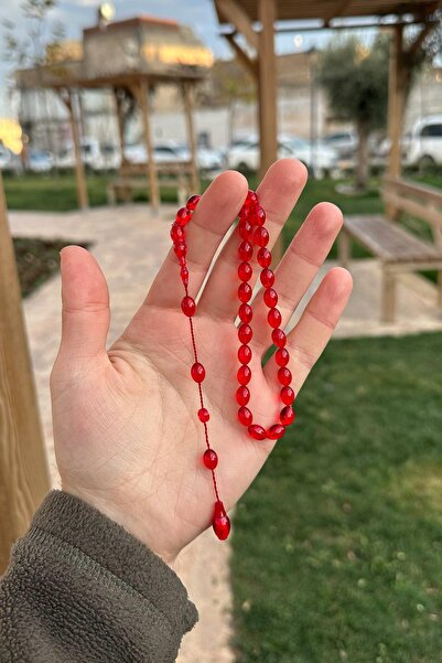 TESBİHKENTİ Mărgele de rugăciune de chihlimbar de foc de dimensiuni mici, roș...