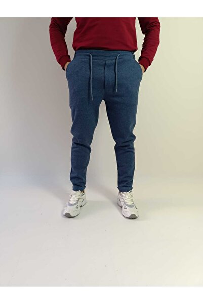 memowear Blue Boyfriend Unisex Waffle Stitched Back Pocket Double Leg Pants