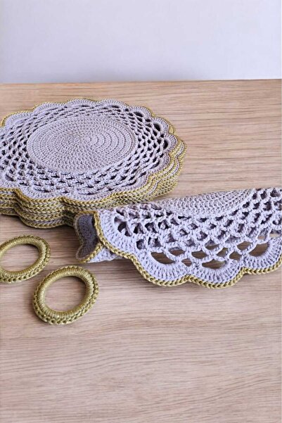 Örgü Sanatı Örgü Cotton Makrome 8 Kişilik Supla Takımı