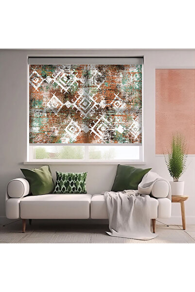 Bright Cover Vintage İşlemeli halı Motif Baskılı Stor Perde, Salon, Mutfak, Y...