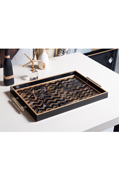 PINALE ART Lüx Nişan Yüzük Çeyizlik Çay Kahve Tepsi Bayram Hediyesi