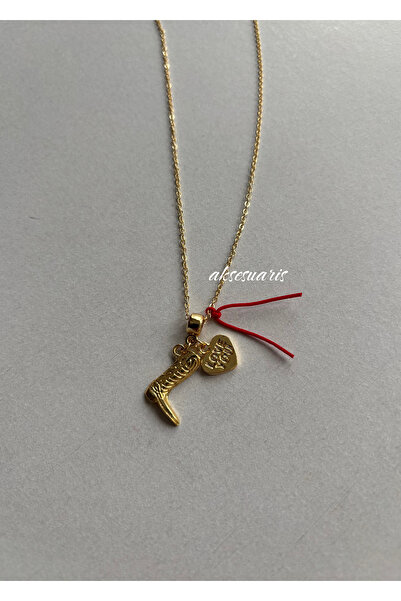 aksesuaris Kovboy Çizme Charmlı Gold Kaplama Kadın Kolye