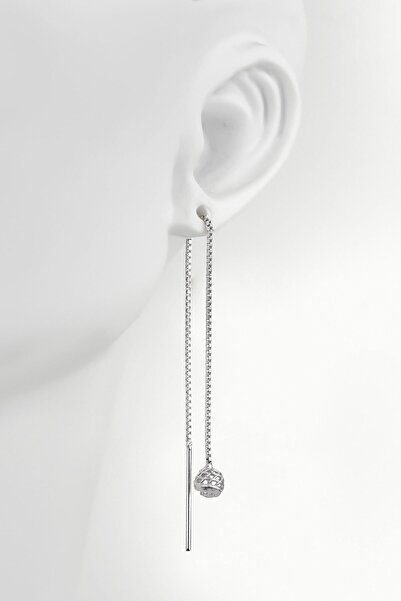 jelux silver Gümüş 925 Ayar 5 Mm Zincirli Füzyom Pervane Model Top Tekli Küpe