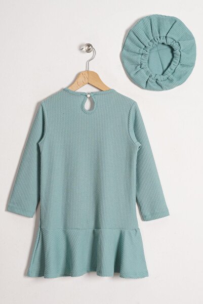 zepkids Colorful Girl's Dress with Crew Neck and Bow Detail and Hat Accessories