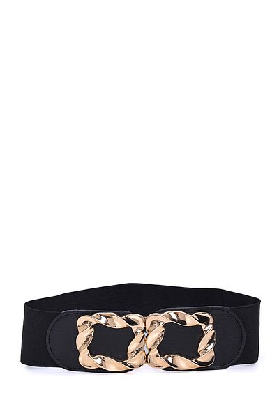 Paçuli Moda Square Shiny Women's Belt with Snap Buckle 20125