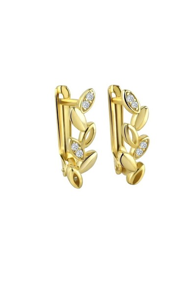 jelux silver Gümüş 925 Ayar Zirkon Taşlı Başak Gold Yıldız Küpe