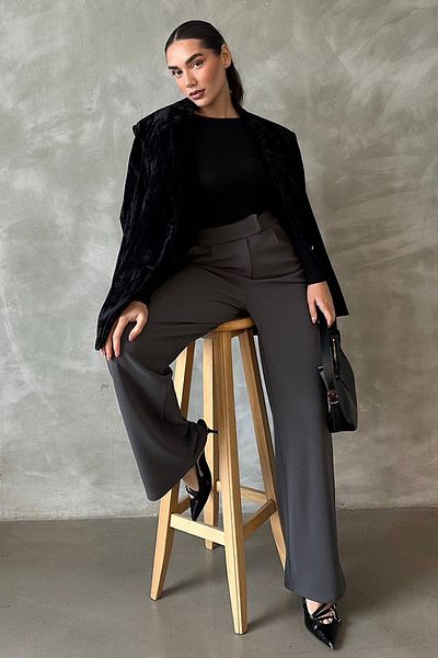 Madmext Παντελόνι Palazzo Anthracite Lycra με κλείσιμο Velcro MG2291