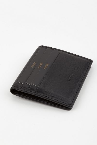 Fossil Boxed Genuine Leather Black Slim Hand Portfolio Card Holder Wallet