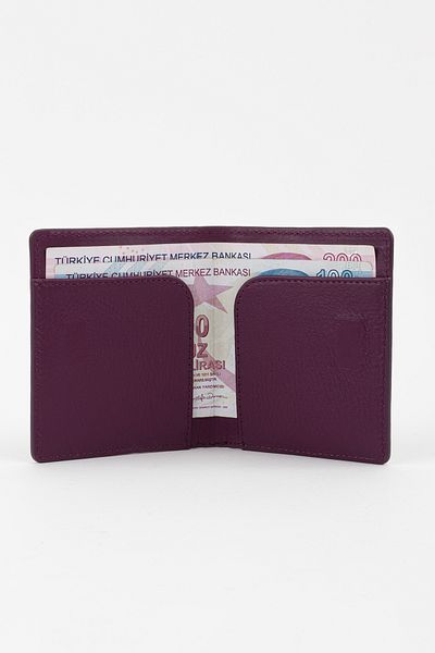 Fossil Boxed Genuine Leather Plum Slim Hand Portfolio Card Holder Wallet