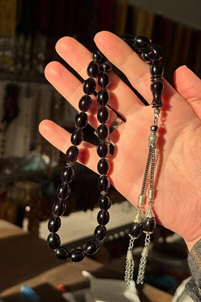 TESBİHKENTİ Mărgele de rugăciune de chihlimbar de foc mov închis de dimensiun...