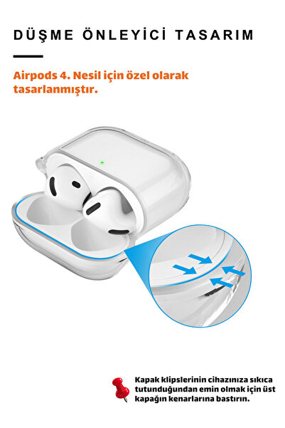 EWEC 4.Nesil Uyumlu Şeffaf Premium Kulaklık Kılıfı, Kulaklık İpi Ve 3'ü 1 Arada Temizleme Kalemi Seti
