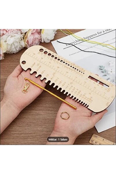 BALIM ÖRGÜ EVİ مسطرة حياكة الجوارب الخشبية، مجموعة كاملة مع مقياس الضغط والضغط