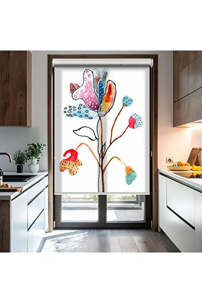 AD Home Ακουαρέλα Λουλούδια Τυπωμένες Κουρτίνες Σκίασης - Κουρτίνα Ηλιοπροστα...