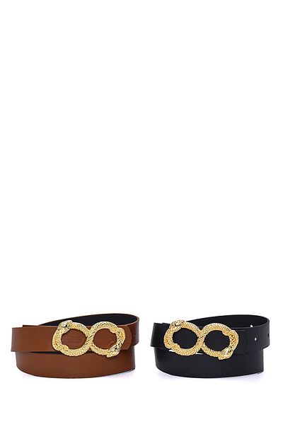 Paçuli Moda Snake Pattern Pin Buckle 2-Piece Women's Belt 20143