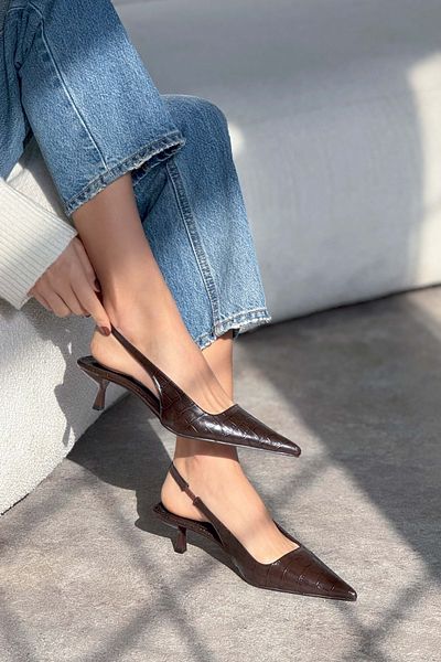 NİŞANTAŞI SHOES Rodney Braun gemusterte Gummi-Damenschuhe mit Absatz