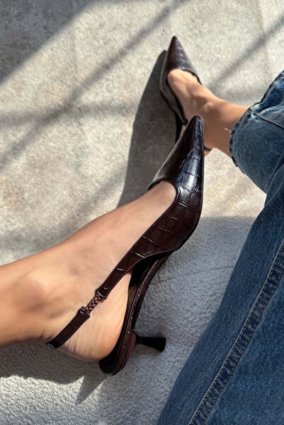 NİŞANTAŞI SHOES Rodney Brown vzorované gumové detailní dámské boty na podpatku