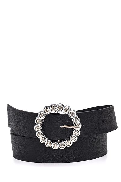 Paçuli Moda Round Jewelled Buckle Women's Belt