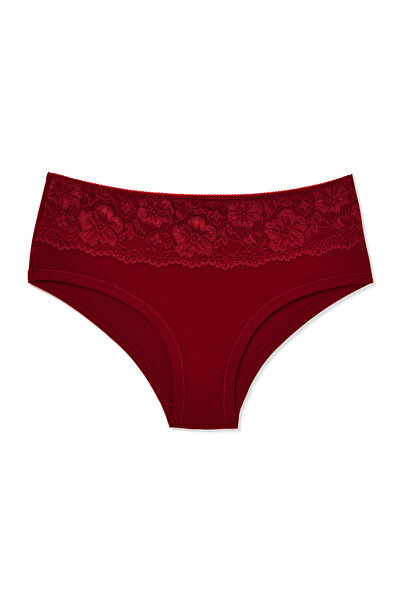 HNX Pachet de 2 chiloți de damă din bumbac cu talie înaltă, cu detaliu din dantelă în față