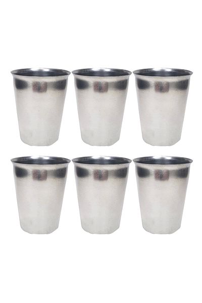EYGAON 6 Pieces Stainless Steel Chrome Cups 9 X 7.5 X 5.5cm