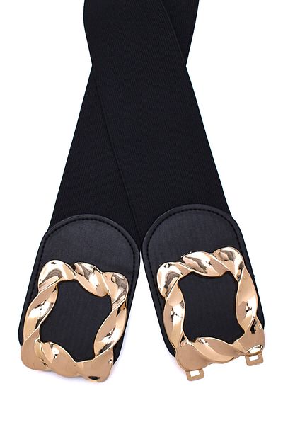 Paçuli Moda Square Shiny Women's Belt with Snap Buckle 20125