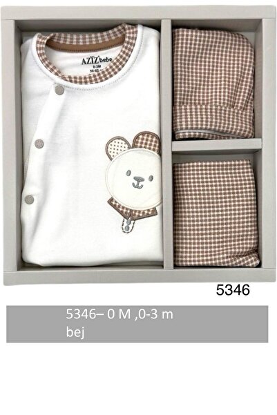 Aziz Bebe Desenli 5 Parça Kutulu (Yenidoğan) Hastane Çıkışı Zıbın Seti