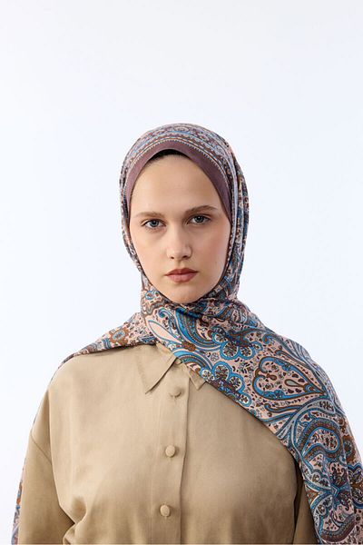 LYDIA SCARF Marrakech Ethnic Pattern Cotton Soft Shawl-Bitter Brown