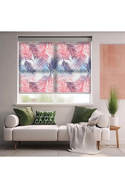 AD Home Πολύχρωμες κουρτίνες με στάμπα από φύλλα φοίνικα - Κουρτίνα ηλιοπροστ...