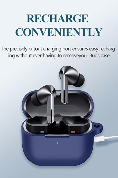 EWEC Samsung Galaxy Buds3, Buds3 Pro, Buds3 FE Uyumlu Silikon Kılıf, Kulaklık İpi, Temizleme Kalemi Seti