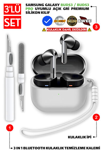 EWEC Silicone Case, Earphone Floss and Cleaning Pen Set Compatible for Samsung Galaxy Buds3/Buds3 Pro