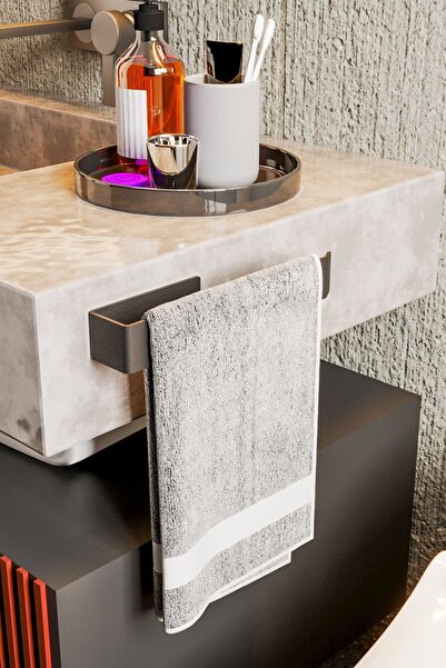 Zift Unique Paslanmaz Çelik Havluluk / Yapışkanlı Sistem / Banyo Lavabo Mutfak / Mat Siyah