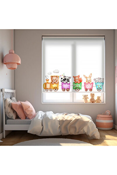 AD Home Πολύχρωμο τρένο και χαριτωμένα ζωάκια τυπωμένα σε ρολό αποφράξεως - Α...