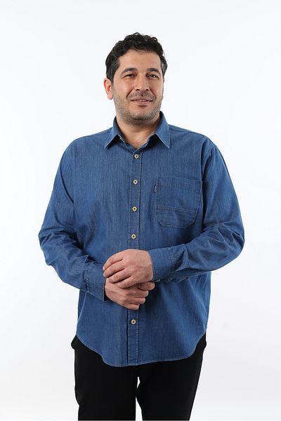 TOUSUS Cămașă pentru bărbați din denim albastru de mărime mare BTL-3031-TSS