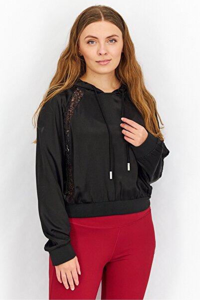 Kooples x Sport Women Sportswear Fit Embroidered Hoodie, Black