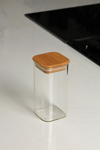 color house 24 Pieces Bamboo Vacuum Spice Jar with Lid 300 ml (Excluding Stands)