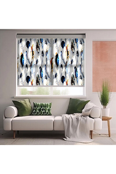 AD Home Kuş Tüyleri Baskılı Stor Perde - Baskılı Güneşlik Perdesi - Salon Per...