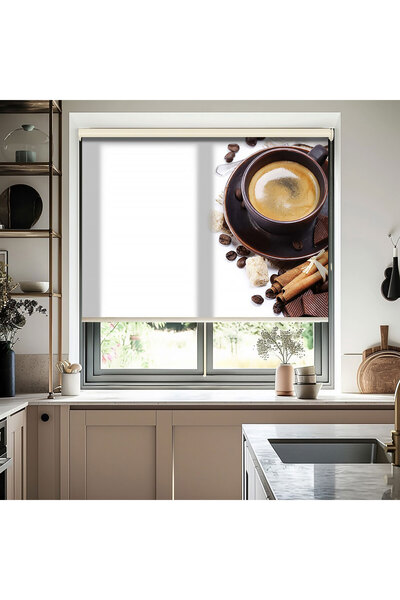 Bright Cover Kahve ve Çikolata Parçaları Baskılı Stor Perde - Güneşlik Perdes...