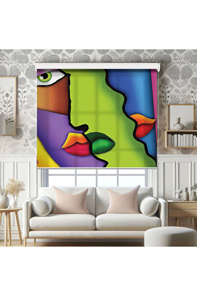 AD Home Πολύχρωμες Κουρτίνες με Εκτύπωση Εικονογράφησης Προσώπων - Κουρτίνα γ...
