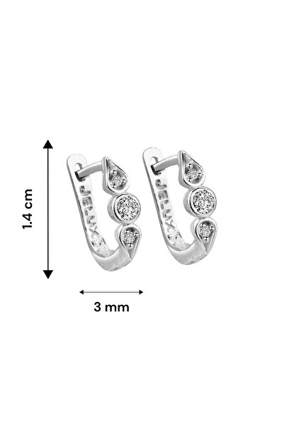 jelux silver Gümüş 925 Ayar Zirkon Taşlı Damla Model Küpe
