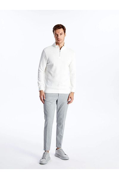LC Waikiki Ανδρικό φούτερ Lcwaikiki Classic Ecru Stand Collar με μακρύ μανίκι