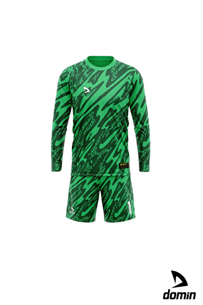 DOMİN SPOR Erkek Uzun Kollu Yeşil Nefes Alabilen Kaleci Forması Ve Şortu Goalkeeper Jersey Gk Dmnf5587