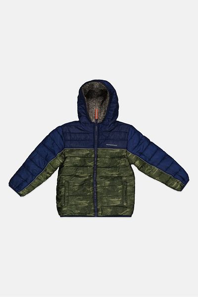 Weatherproof Kids Boy Two Tone Reversible Quilted Jacket, Green Combo