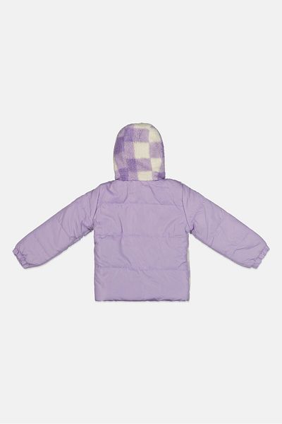 Limited Too Kids Girl Checkered Hooded Softshell Jacket, Lavender