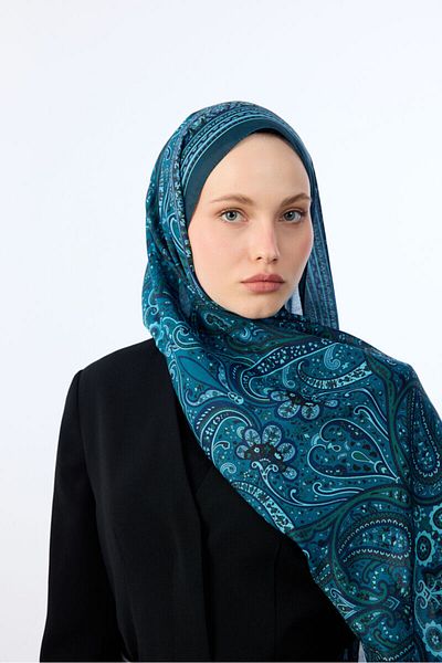 LYDIA SCARF Ethnic Marrakech Cotton Soft Shawl - Turquoise Pattern