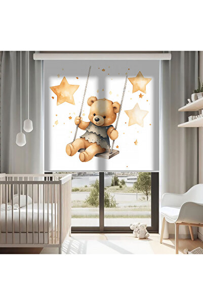 AD Home Κουρτίνες με στάμπα αρκουδάκι Swing Cute Bear - Βρεφικό Δωμάτιο, Δωμά...