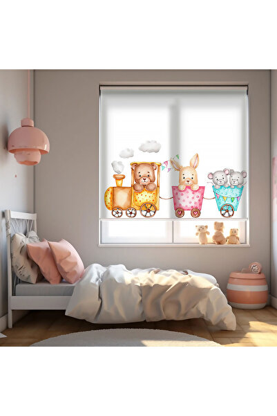 AD Home Πολύχρωμο τρένο και χαριτωμένα ζωάκια τυπωμένα σε ρολό αποφράξεως - Α...