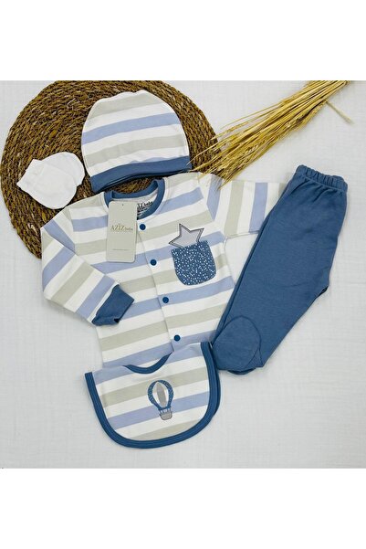 Aziz Bebe Patterned 5-Piece Boxed (Newborn) Hospital Discharge Bodysuit Set