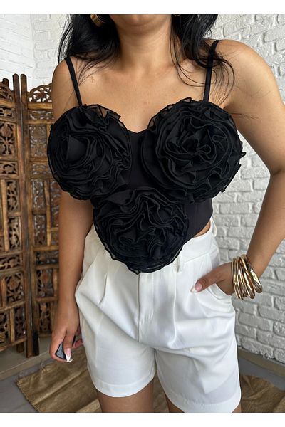 moneta boutique Bustieră de damă cu detalii trandafiri - cu bretele