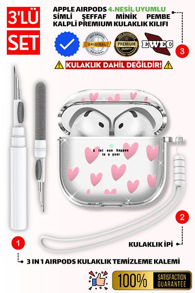 EWEC 4Th Generation Compatible - Silvery Clear Case, Headphone Lanyard and Cleaning Pen Set