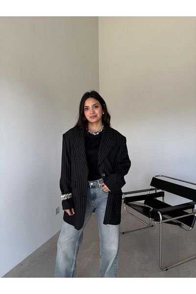 Bade Butik Черно сако с двоен джоб