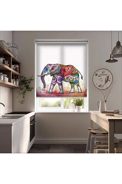 Bright Cover Πολύχρωμες κουρτίνες συρόμενες με σχέδιο ελέφαντα - Κουρτίνα σκί...